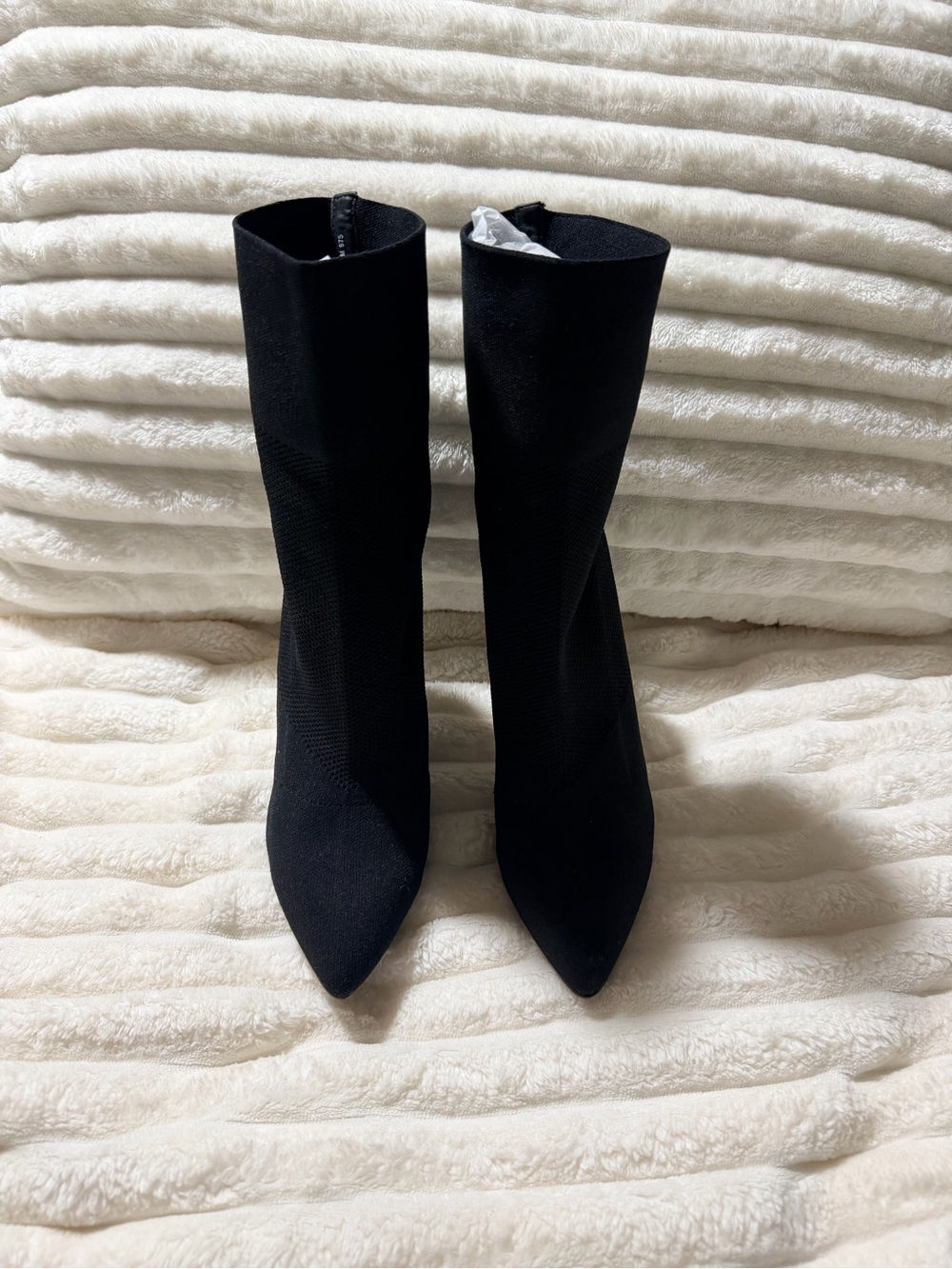 Black Pointed Toe Sock Boots - Women's Stretch Ankle Boots
